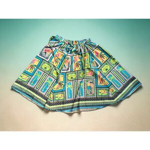 CATO Size 22 24W Tropical Postcard Bird Print Skirt - Elastic Waist